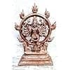 Searchers Paradise Copper Idols of god Chakrathualwar 6.8 inches, 1.3 Kg, Patina Antique Finish, Pack of 1 Piece