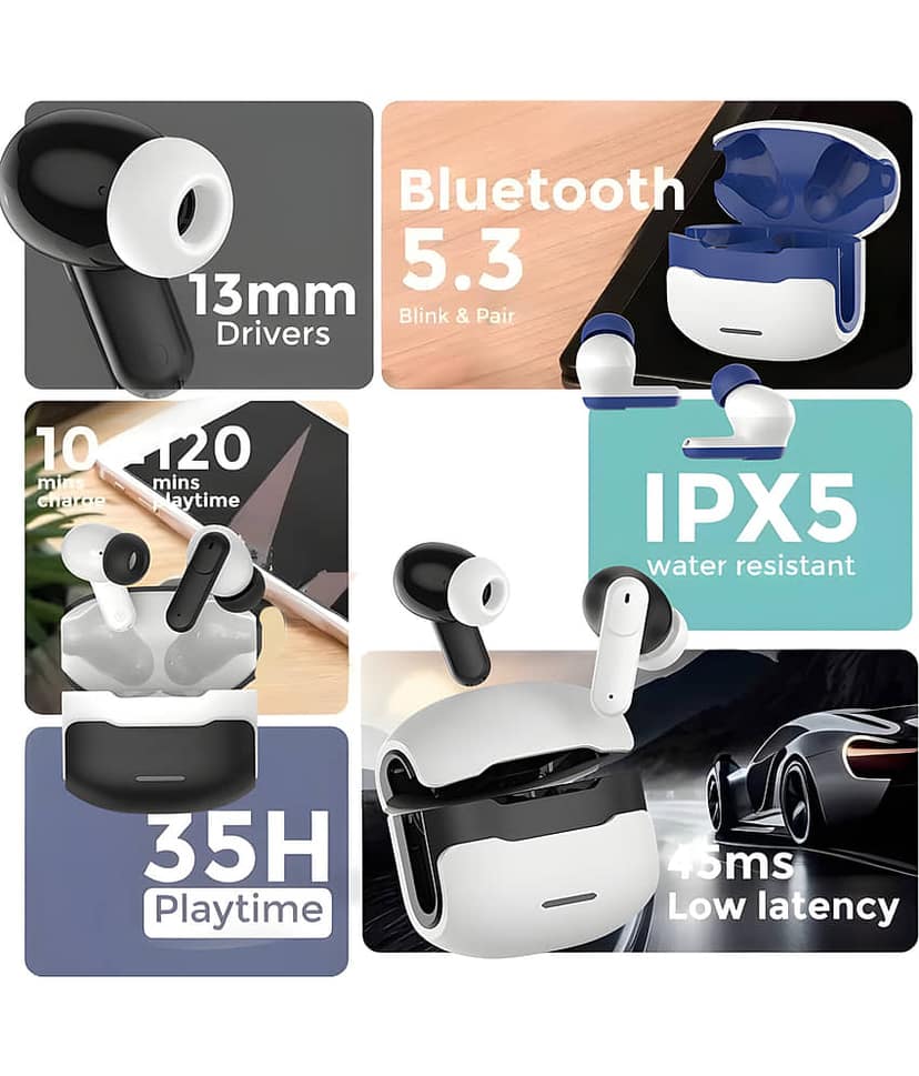 COREGENIX Airbuds 311 Pro Bluetooth True Wireless (TWS) In Ear 35 Hours Playback Low Latency,Powerfull bass IPX5(Splash & Sweat Proof) Black view 2
