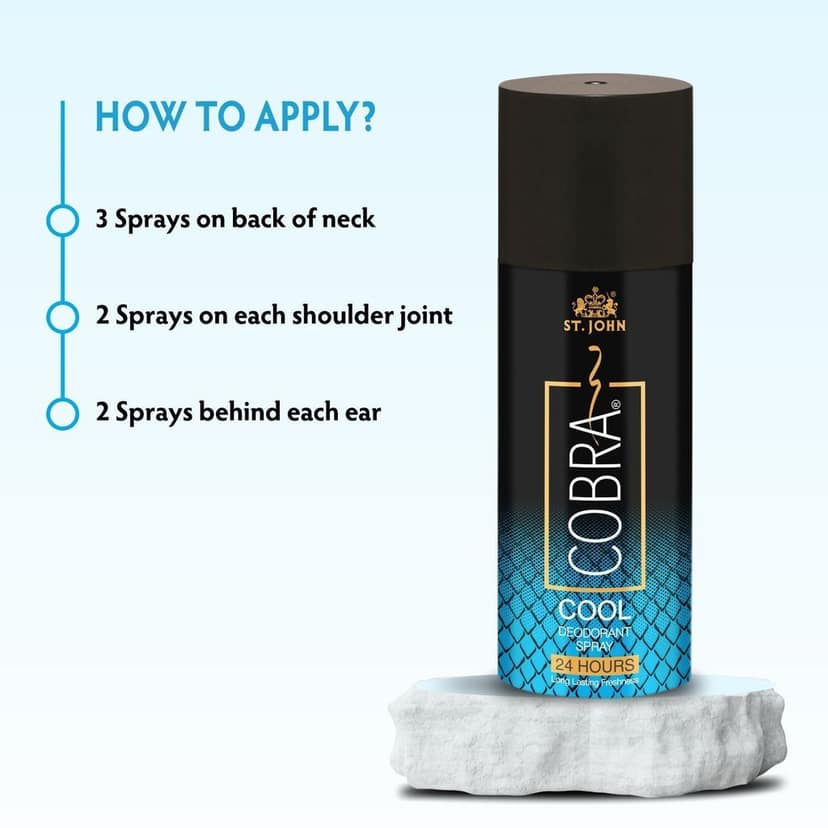 ST-JOHN Cobra Deodorant Cool 150ml each & Cobra Perfume (15ml) Deodorant Spray - For Men & Women (315 ml, Pack of 3) view 3