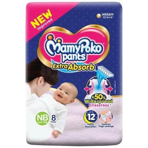 Mamypoko Pants Extra Absorb Diapers - New Born, 8 Pcs