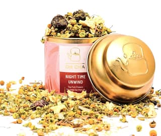 Oh Cha Chamomile Tea, Night Time Unwind | Sleep Tea with Peach, Pineapple, Liquorice Lemongrass | Herbal Tea for Stress Relief & Good Sleep, Eases Anxiety | Rich in Antioxidants, 35 gm