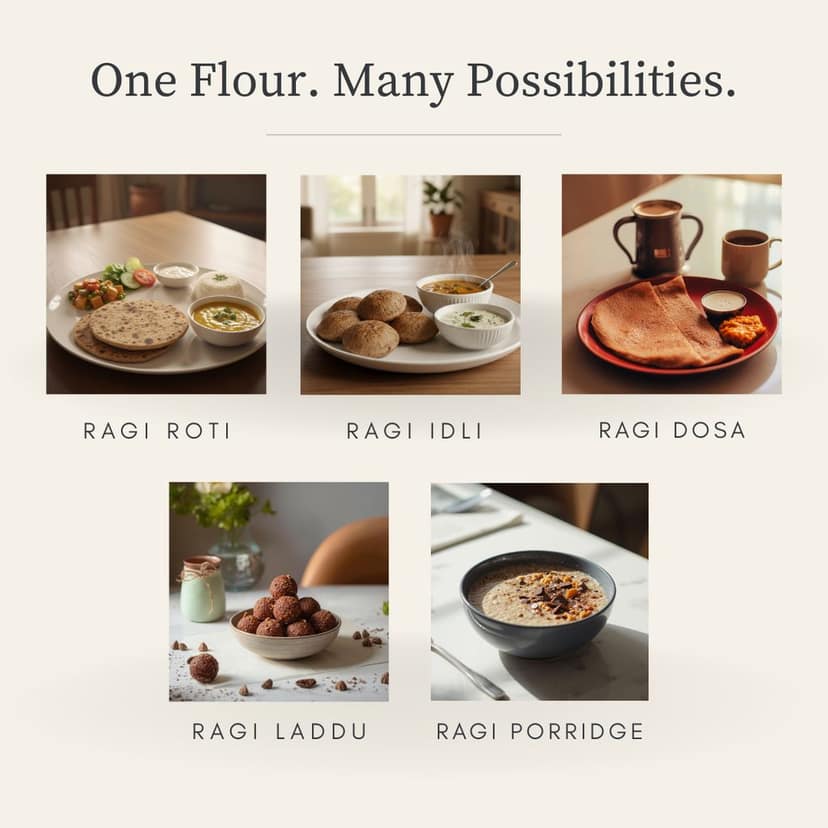 Curryfeast Sprouted Ragi Flour (Nachni Satva) / Gluten free/ Sugar free / 100% Natural/No Preservatives / 500gms view 6