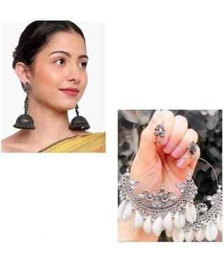 Samridhi DC Black Drop Earrings ( Pack of 2 )