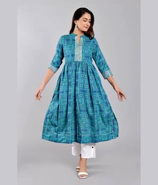 ZAMAISHA - Teal Rayon Women's Straight Kurti ( Pack of 1 )