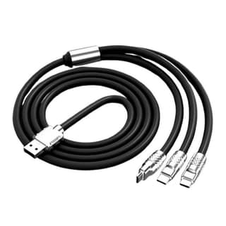 True Desire 3-in-1 Charging Cable Compatible for Android and IPhone 680 Mbps Speed (Black)