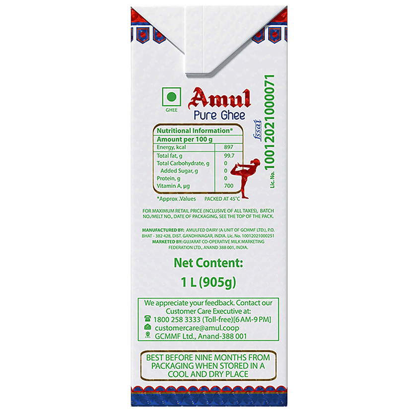 Amul Pure Ghee/Tuppa, 1 L Carton view 2