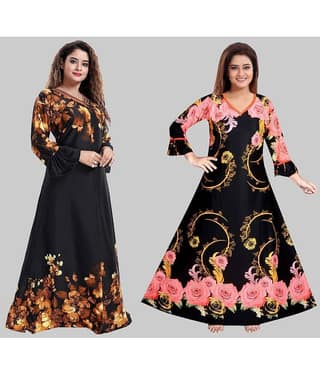 PURSA - Red Satin Women's Nightwear Nighty & Night Gowns ( Pack of 2 )