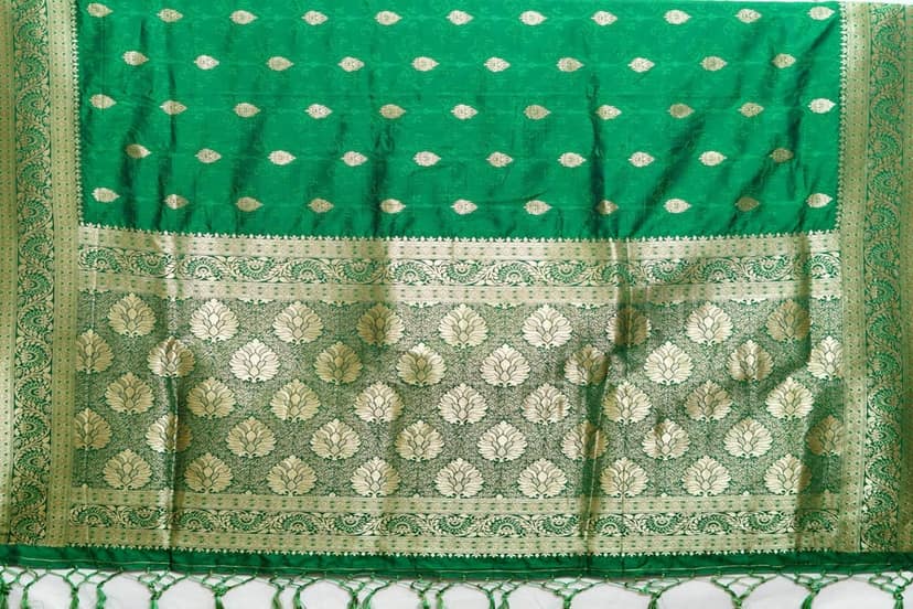 Green Soft Silk saree view 4