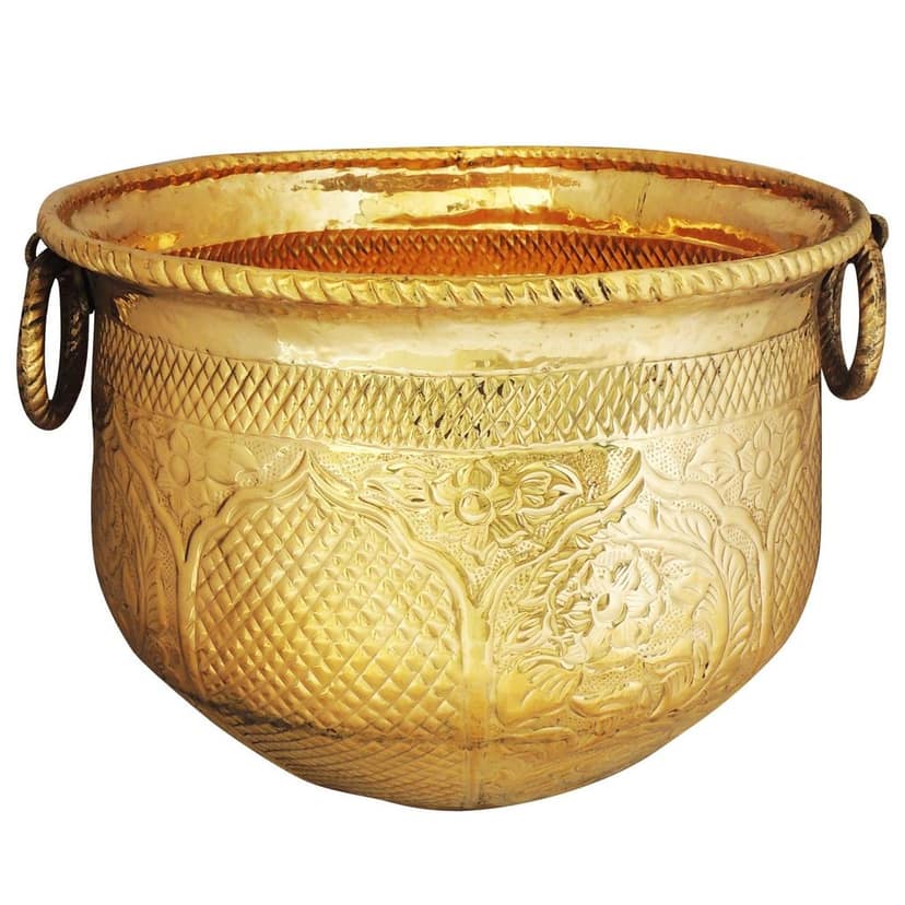 Brass Decorative Home Planter ? Elegant Gold Finish, Height : 11.5 Inch (FMAS615 D) view 2