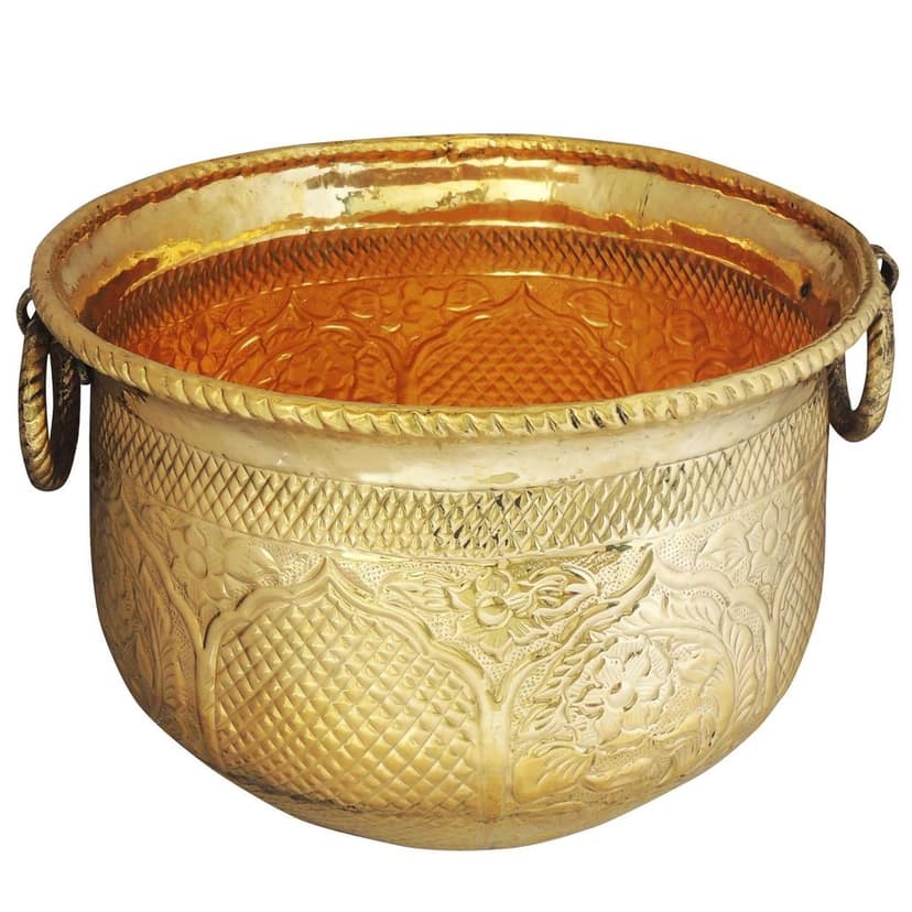 Brass Decorative Home Planter ? Elegant Gold Finish, Height : 11.5 Inch (FMAS615 D) view 3