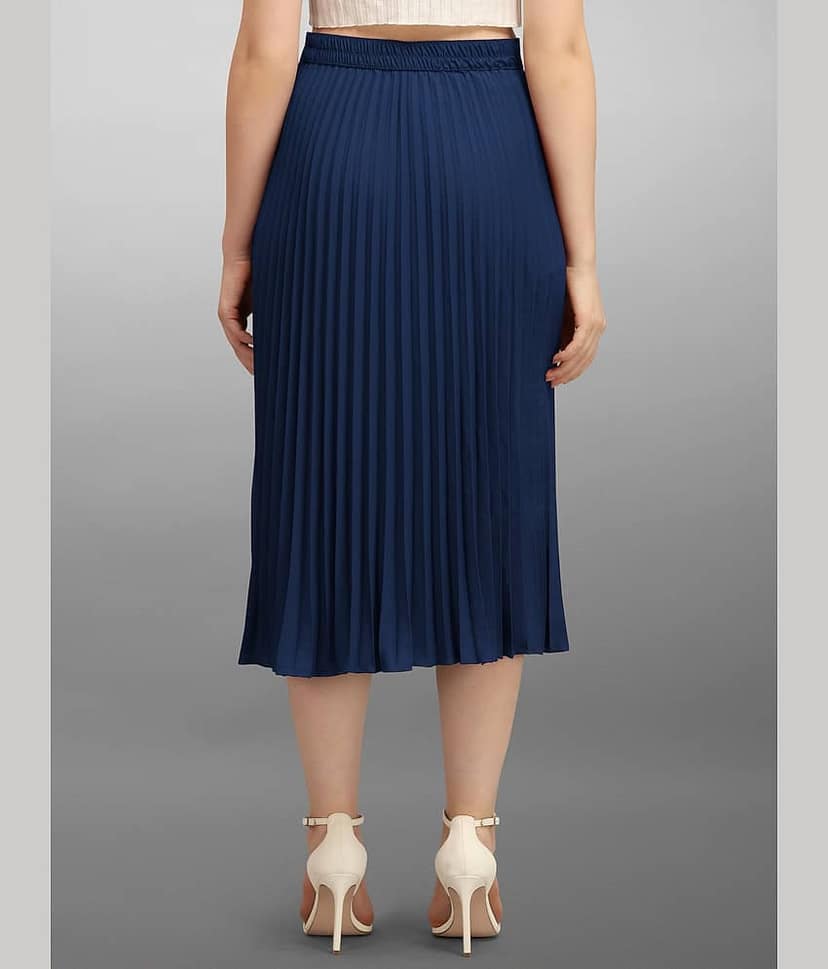 KZULLY - Navy Blue Crepe Women's Flared Skirt ( Pack of 1 ) view 2