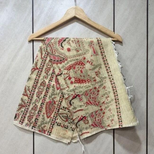 Madhubani Art Bhagalpur Stole (Size: 92 X 36 Inches) view 2