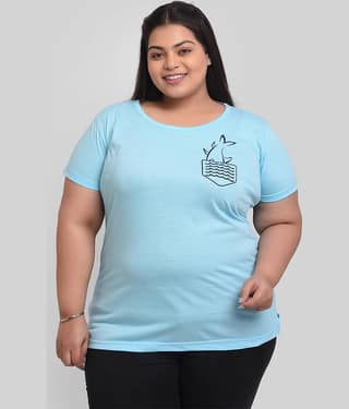 Neo Garments Women Cotton Printed Regular Fit Round Neck T-Shirt ( Turquoise )
