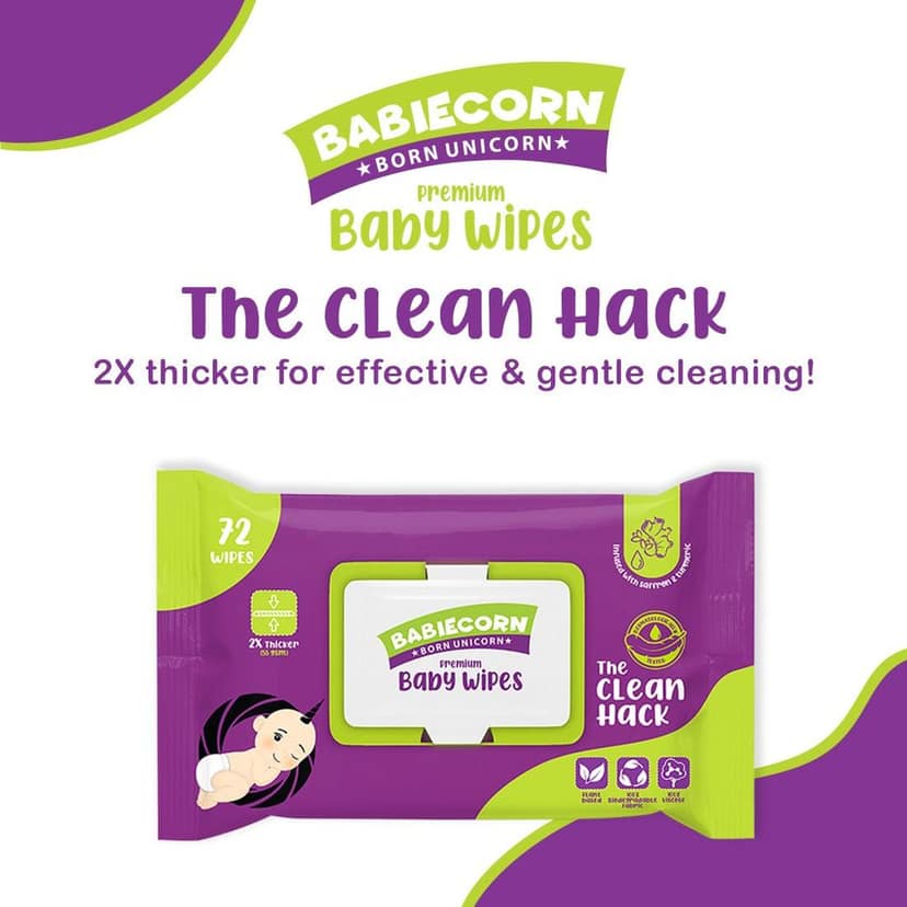 BABIECORN Premium Baby Wipes Soft & Gentle Formulated with Saffron&Turmeric Combo of (360 Wipes) view 2