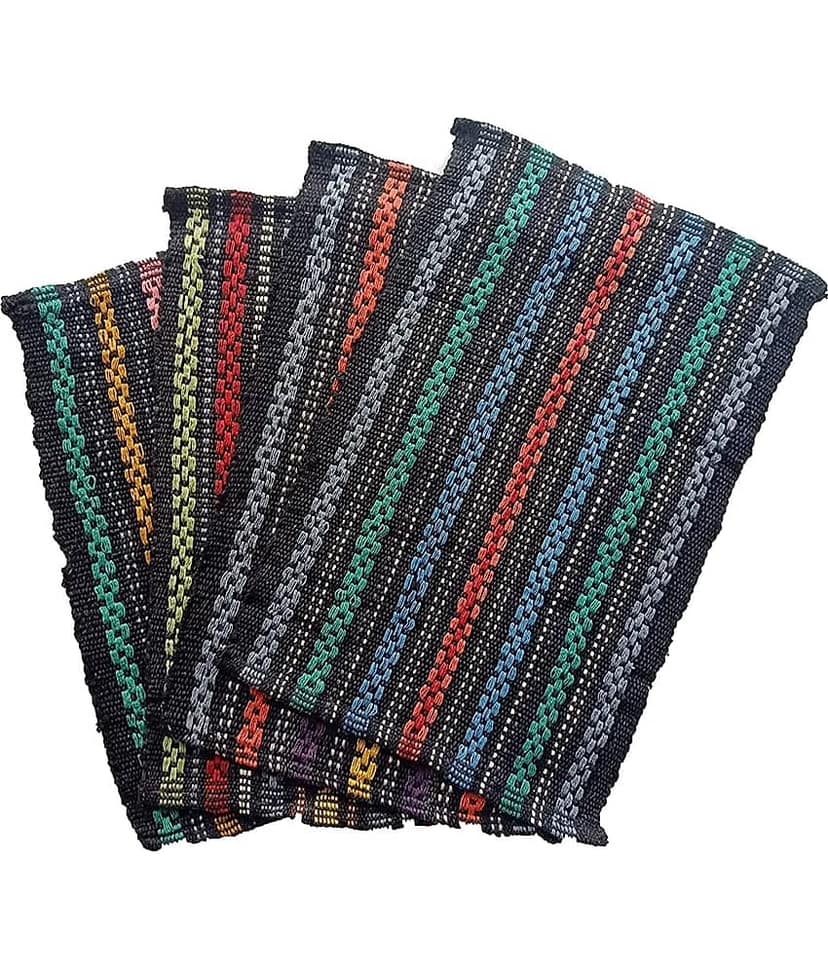 AMRO Beautility Needs - Anti-skid Cotton Door Mat ( 58 X 38 cm ) Set of 4 - Multi