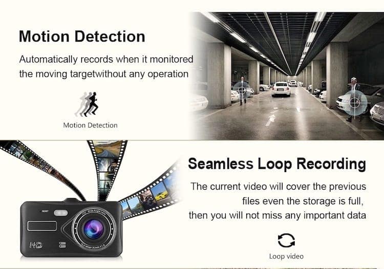 AUSHA Full HD Dual Dash Camera Front & Rear 1080P | Night Vision, 170° Wide Angle, Loop Recording, G-Sensor view 2
