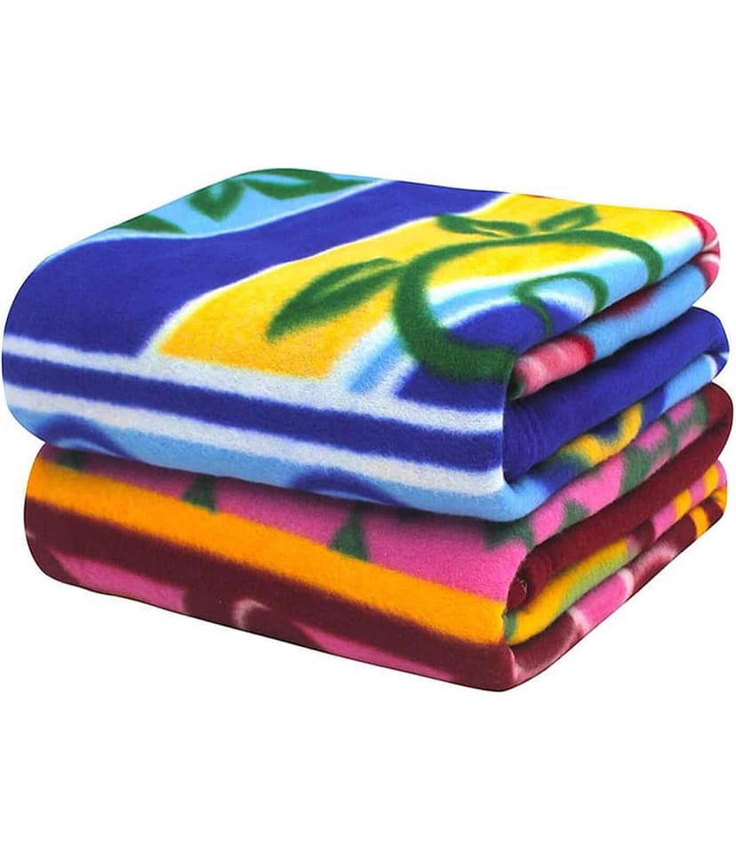 Wholesale india Fleece Floral Single Bed Blanket ( 220 cm x 150 cm ) - Multi ( Pack of 2 ) Assorted view 2