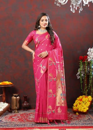 Soft Pethani silk saree with Copper zari weawi...