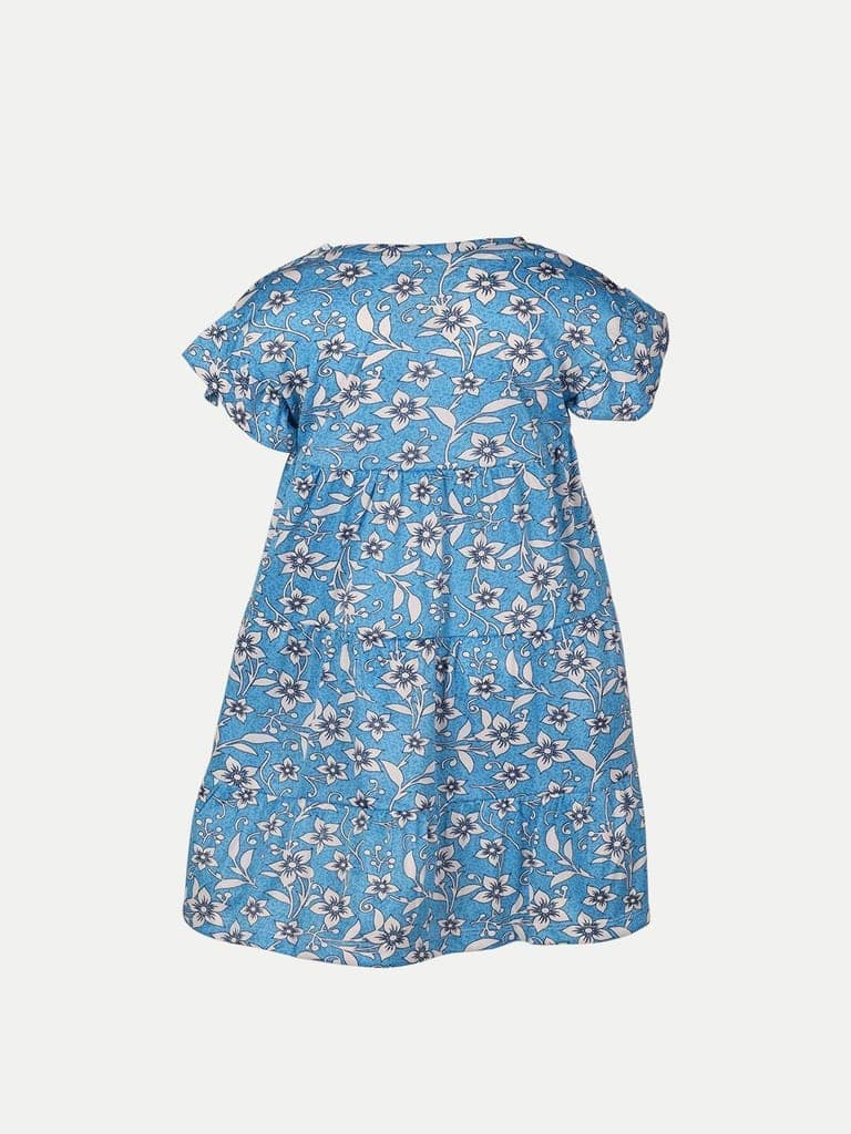 Girls Blue Floral AOP Dress view 4