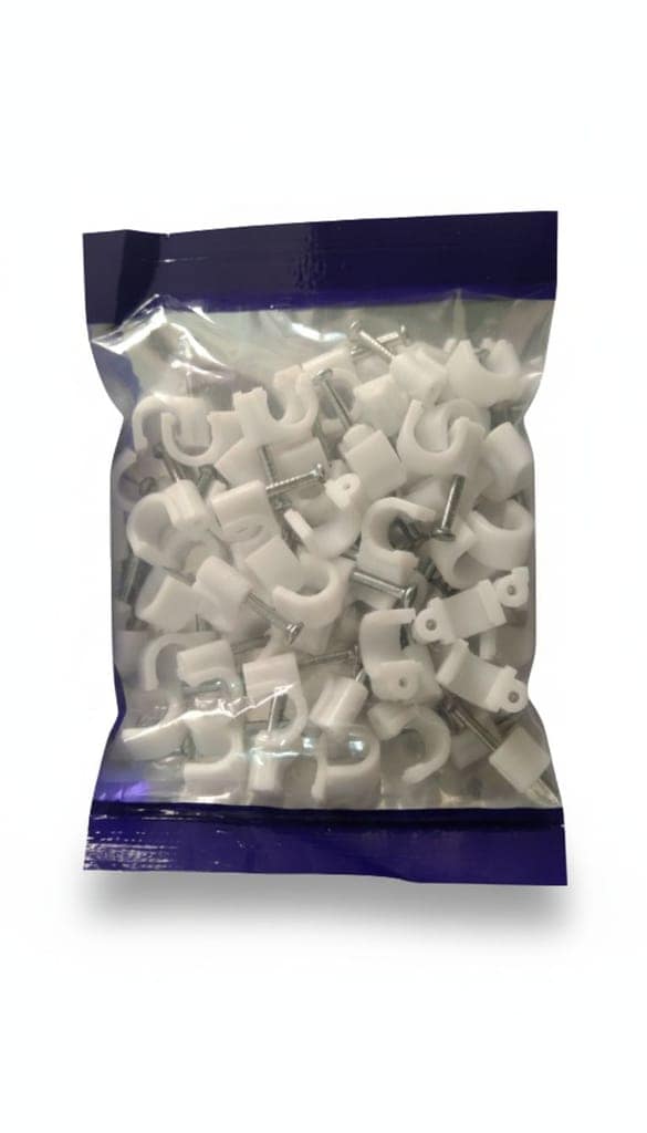 12mm Diameter Wire Fastener Circle Cable Clips with Metal Nail (100 Pcs) view 3
