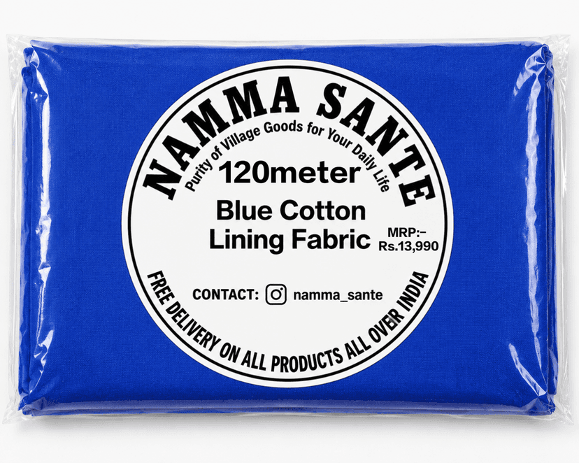 Blue Cotton Lining Fabric (Chhota Panna), Blue Cotton Lining Fibre (Chhota Panna), Blue Lining Cloth (Chhota Panna), Soft Blue Cotton Lining (Chhota Panna), Blue Garment Lining Fabric (Chhota Panna) view 2