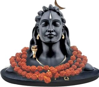 Shri Aadi Yogi Shiva Idol with Rudraksha Mala - Meditative Black Finish