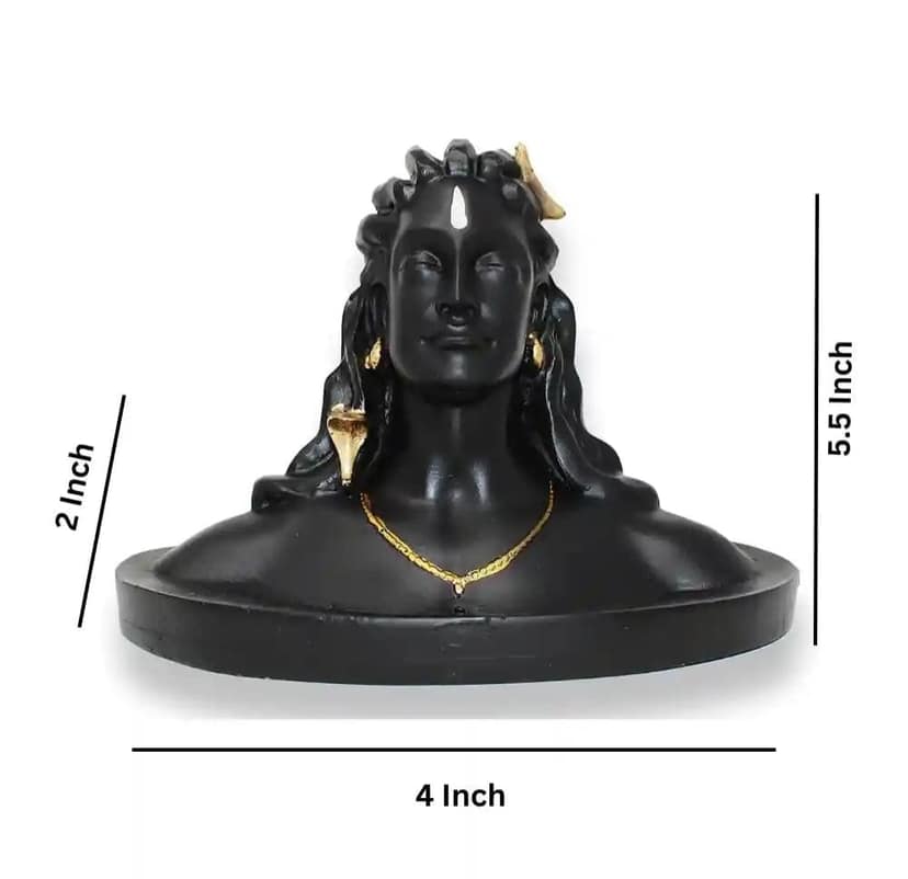 Shri Aadi Yogi Shiva Idol with Rudraksha Mala - Meditative Black Finish view 2