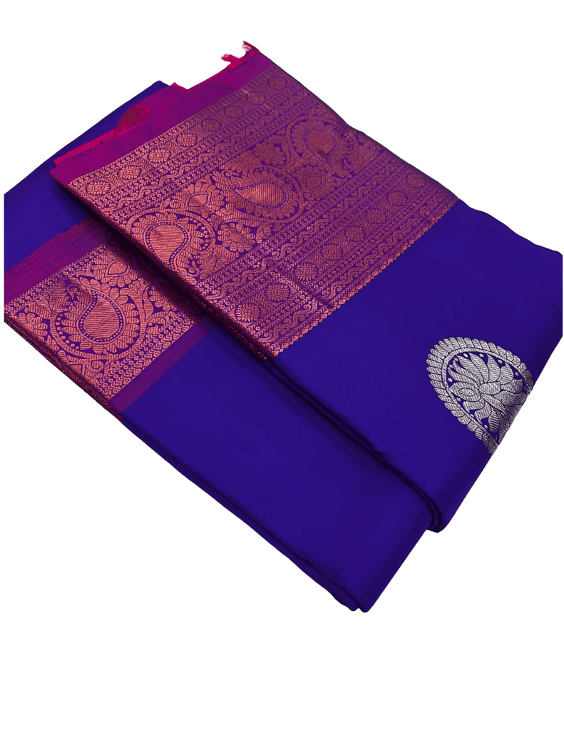Attractive Blue Color Pure Silk Saree Has Fashionable Copper & Zari Butta Design with Unstitched Blouse view 2