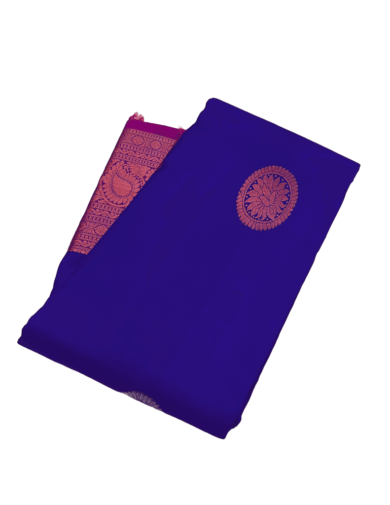 Attractive Blue Color Pure Silk Saree Has Fashionable Copper & Zari Butta Design with Unstitched Blouse view 3
