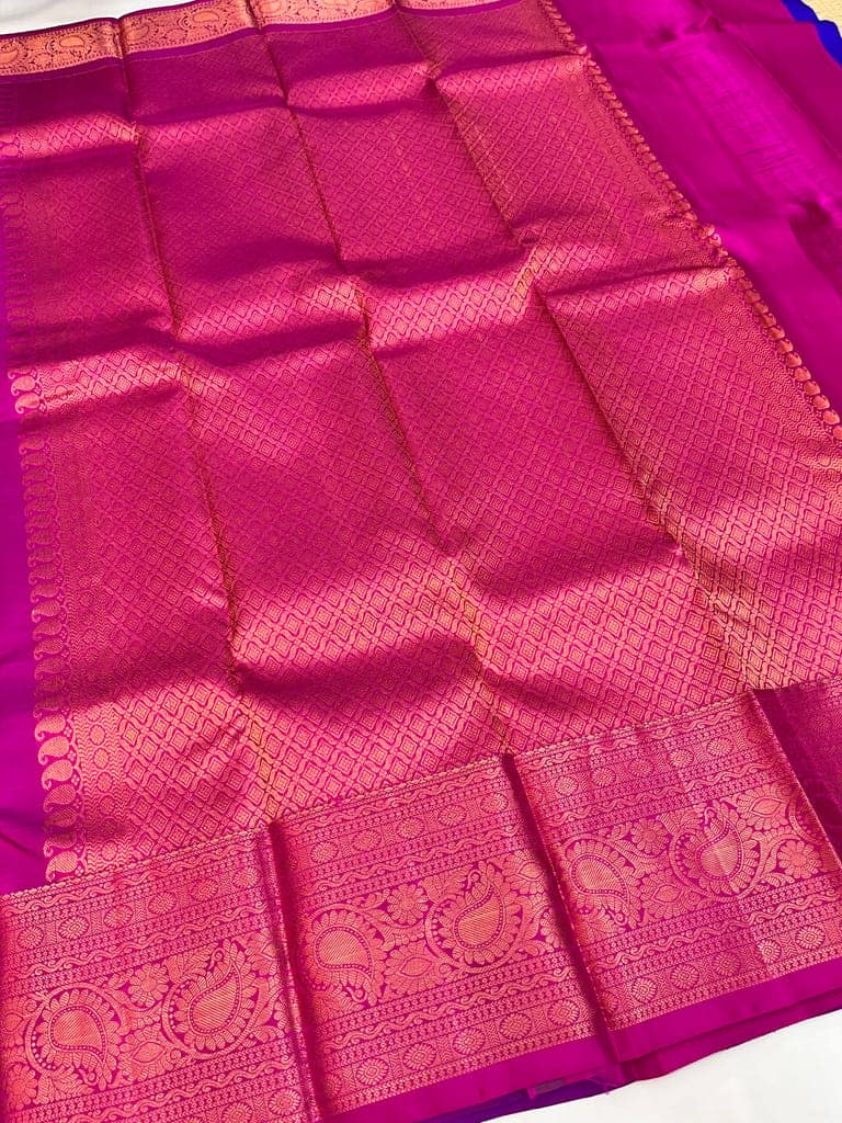 Attractive Blue Color Pure Silk Saree Has Fashionable Copper & Zari Butta Design with Unstitched Blouse view 7