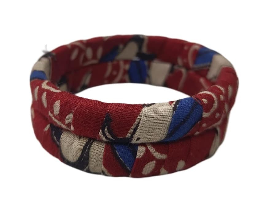 Red and Blue Fabric Bangles view 2