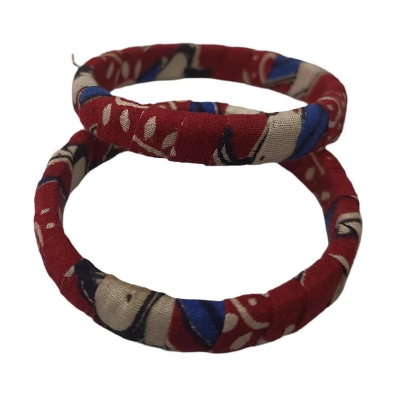 Red and Blue Fabric Bangles view 4