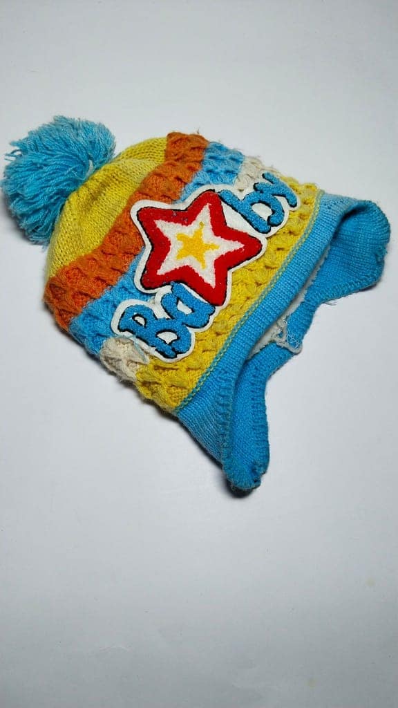 Baby Winter Warm Knitted Hat with Ear Flaps and Pom Pom view 3