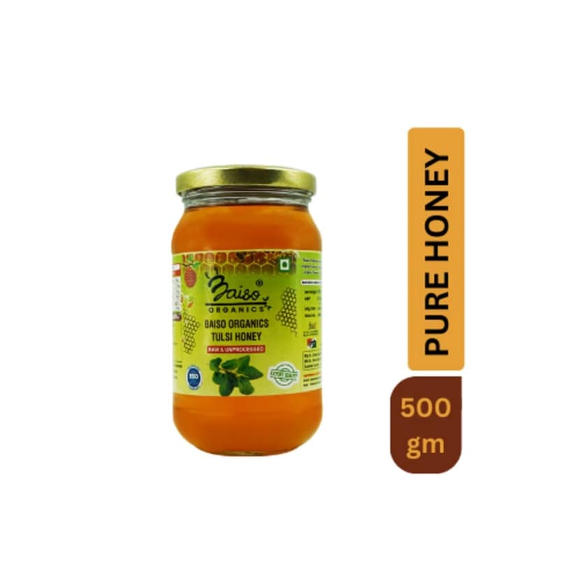Baiso Organics Raw Unprocessed Natural Tulsi Honey - 500gm view 6