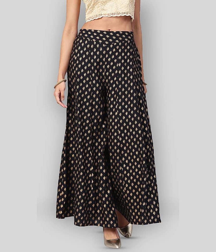 Juniper - Black Rayon Flaired Women's Palazzos ( )