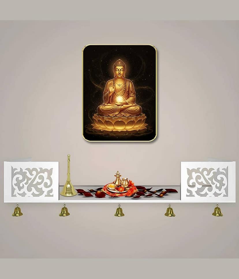 Livin'luxe Golden Buddha MDF Wall Art with Table Top Stand & Wall Hanging Hole view 2