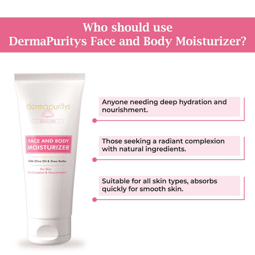 Derma Puritys Face & Body Moisturizer, With Olive Oil Extract - 100ml x 2 | Pack of 2 | Deep Nourishment, Glowing & Youthful Skin | For all Skin Types view 7