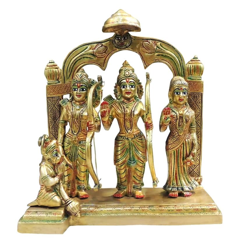 Brass Ram Darbar God Idol | Traditional Brass Hindu Murti, Height : 11 Inch (BSMAS1765 D) view 2