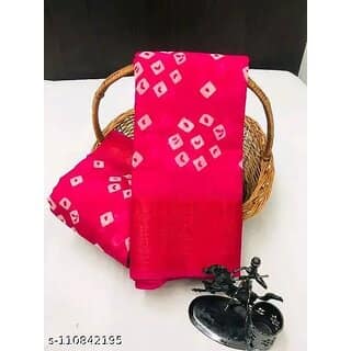 Pink Colour Bandhani Printed Cotton Silk Saree
