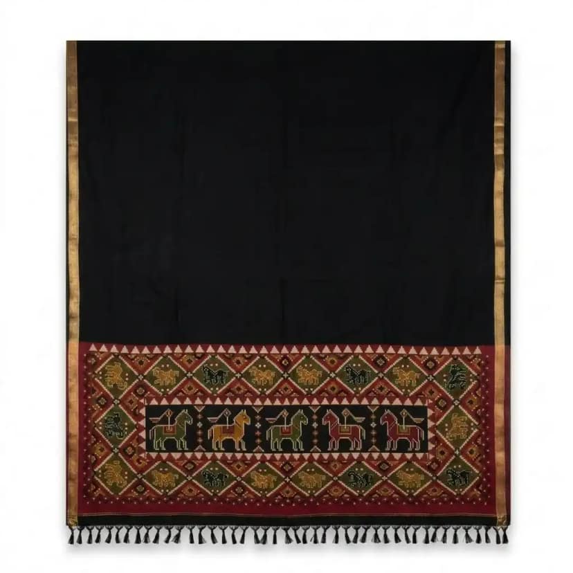 Sambalpuri Black Ikat Heritage Handloom Saree view 2