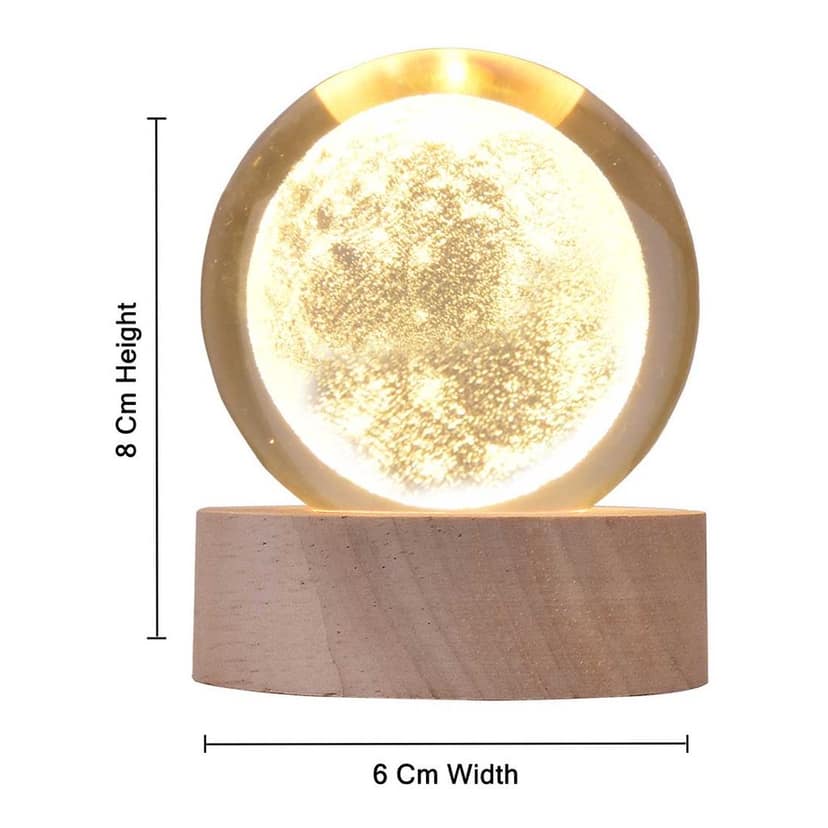 Moon Crystal Ball with LED Light (USB Cable) | Moon Glass Ball | Best Gift Items | Gift Ideas For Women | Gift Ideas For Men | Moon Crystal Ball | 3d Moon Crystal Ball | Crystal Ball Moon | Glass Ball Moon | Glass Ball On Moon | Moon Glass Ball view 3