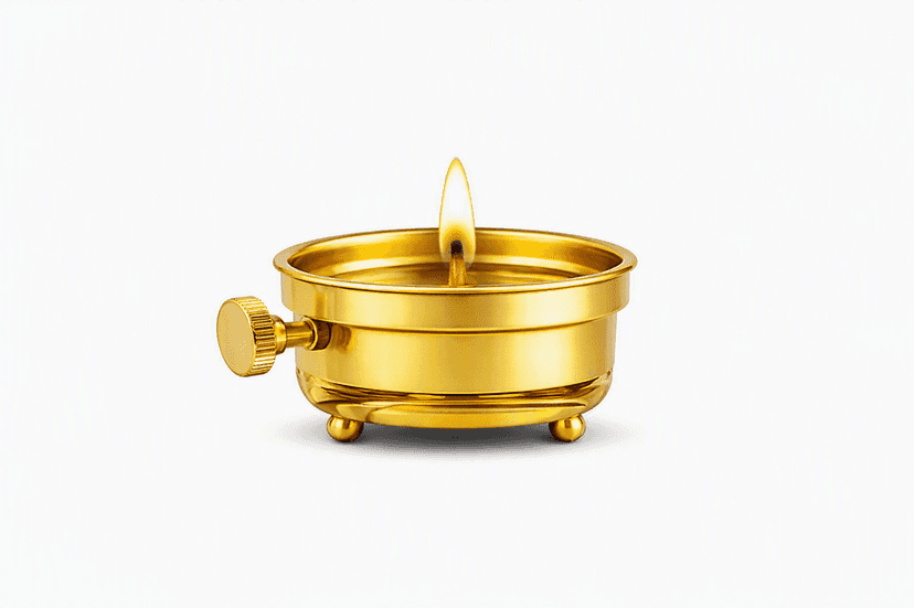 Borosil Medium Size Vandana Diya With Adjustable Nobe Brass Glass Oil Lamp view 2