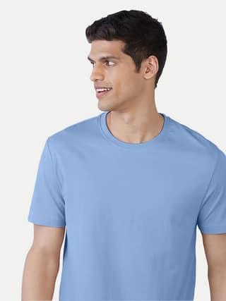 Mens Basic Sky Blue Crew Neck T Shirt