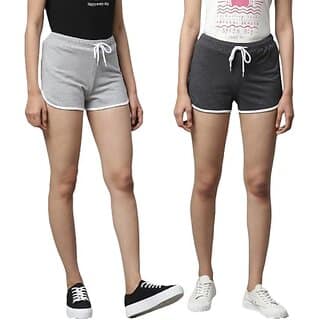 SHE PURE LUXURY WEAR Pack of 2 Solid Women Dark Grey, Grey Hotpants view 2
