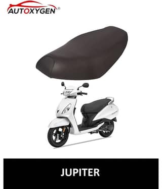 Autoxygen Scooter/Scooty Removable & Washable PU Leather Waterproof Seat Cover Accessories For TVS Jupiter (Black)