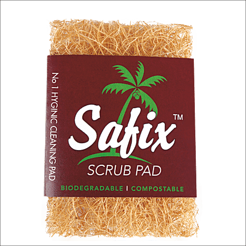 Safix Coir Scrub Pad - Large, 100% Natural Coconut Fibre, Easy To Use, Cleans Utensils Effectively, 1 pc
