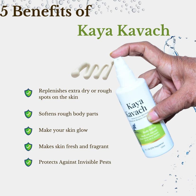 Kaya Kavach Natural Body Lotion, Dust Mite Protection, With Avocado, Shea Butter and Neem, For Sensitive Skin view 3