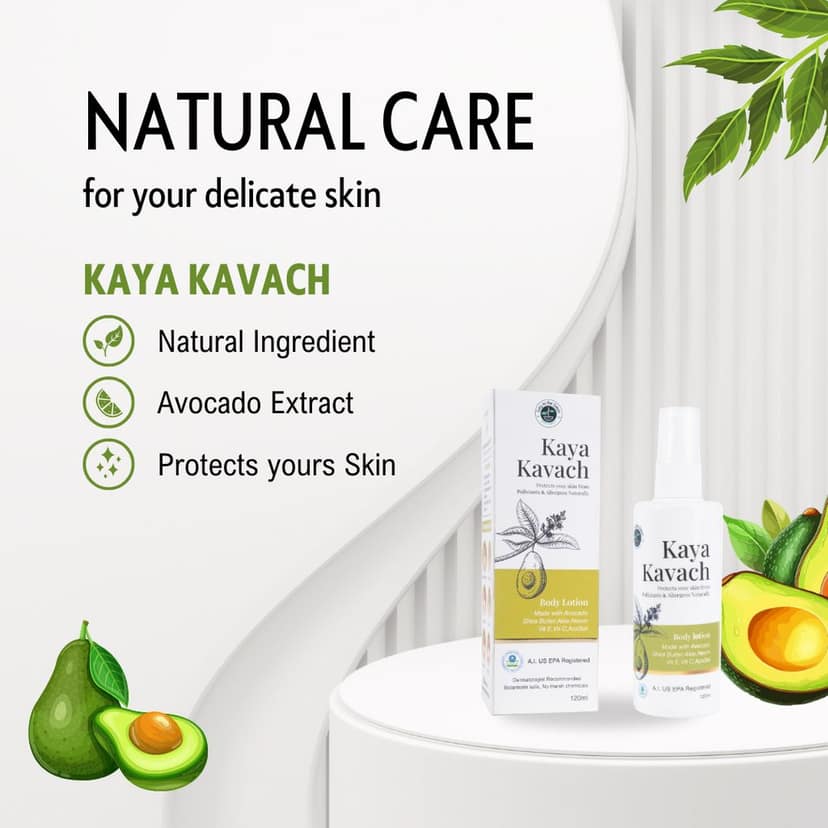 Kaya Kavach Natural Body Lotion, Dust Mite Protection, With Avocado, Shea Butter and Neem, For Sensitive Skin view 4