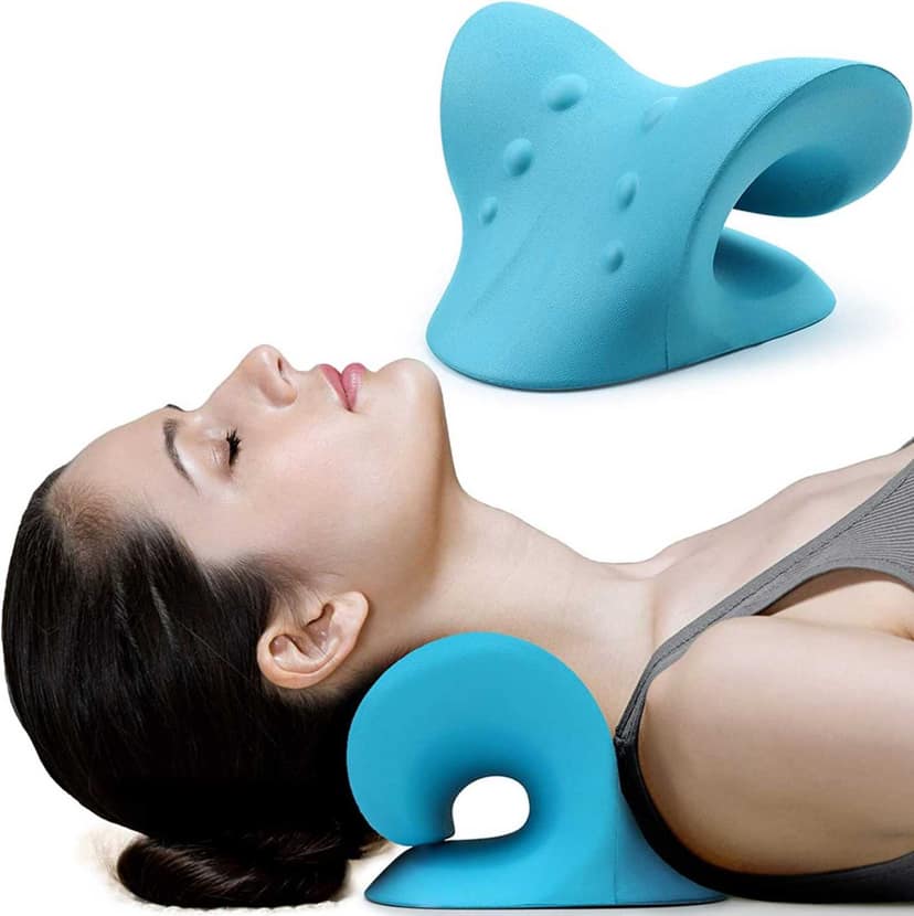 Neck & Shoulder Relaxer Support Pillow, Cervical Pain Relief Cushion Accupressure Chiropratice Navy Blue, (Pack of 1)