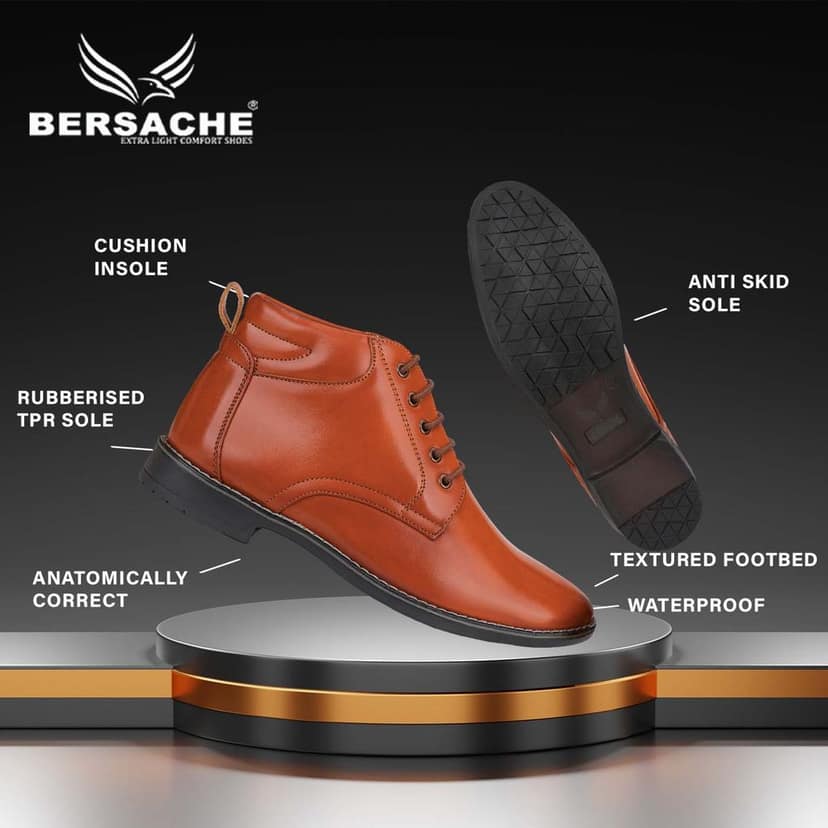 Bersache men Comfortable stylish trending formal shoe Derby For Men's view 5